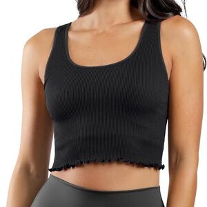 90 Degree By Reflex Blk Ribbed Crop Top